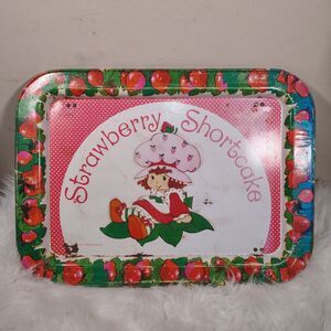Vintage 1981 Strawberry Shortcake Metal Folding TV Tray Lap 80’s 17.25” X 12.5”